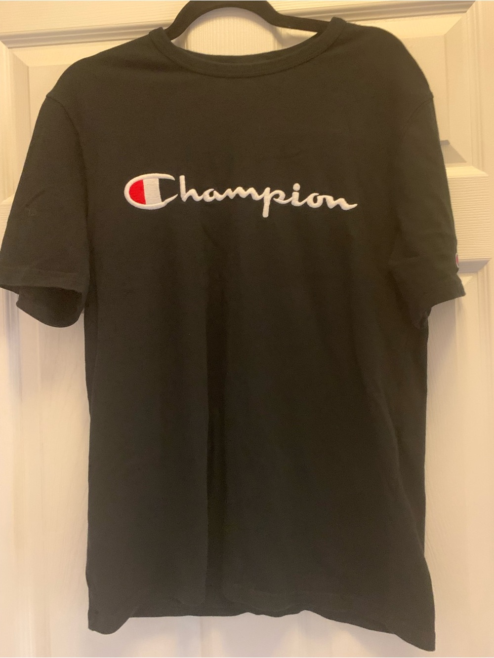 Champion Men's Black Embroidered Logo T‑Shirt Size Medium
